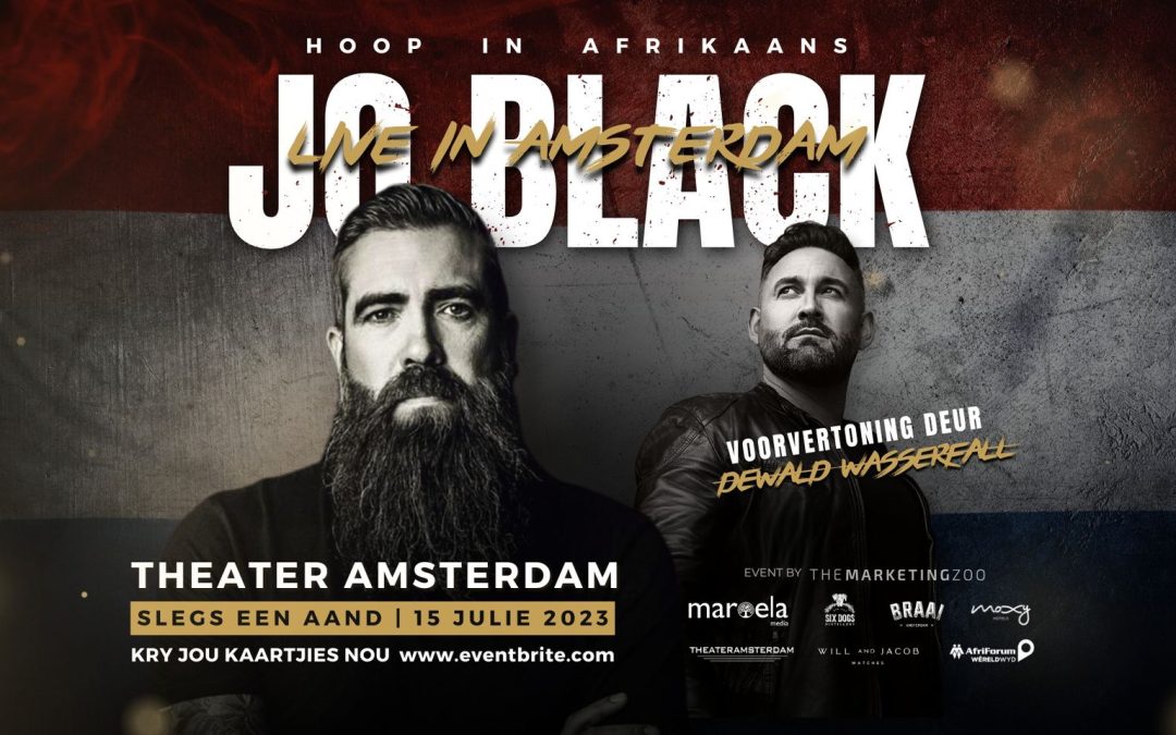 Jo Black vir SLEGS EEN AAND in Amsterdam te sien 